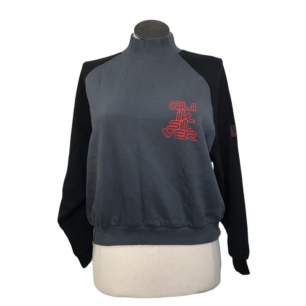Quiksilver X Strange Things Mock Neck Pullover Women’s Size S Color Gray/Black.